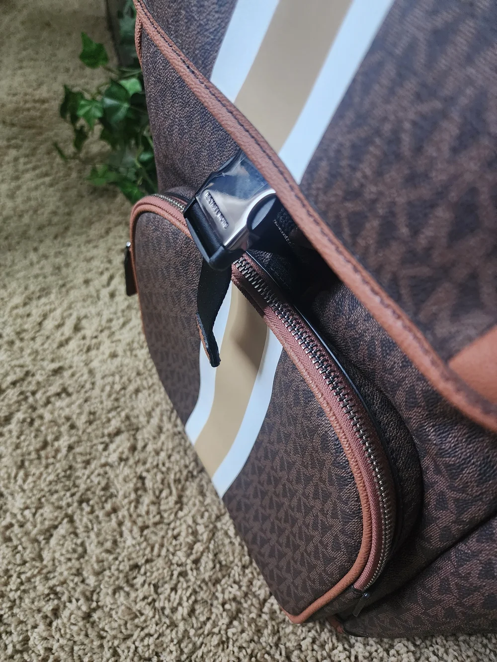 Michael Kors Brown Signature Stripe Men's Backpack